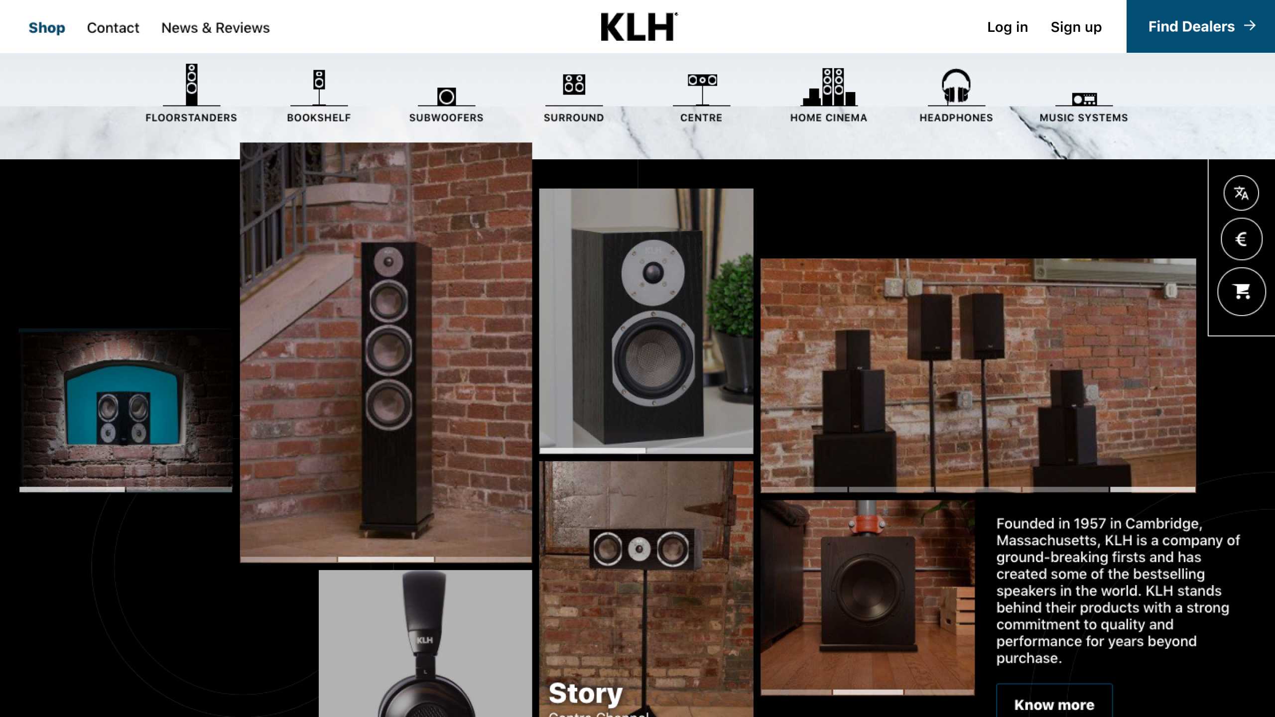 KLH Audio EU Homepage Screenshot, desktop version