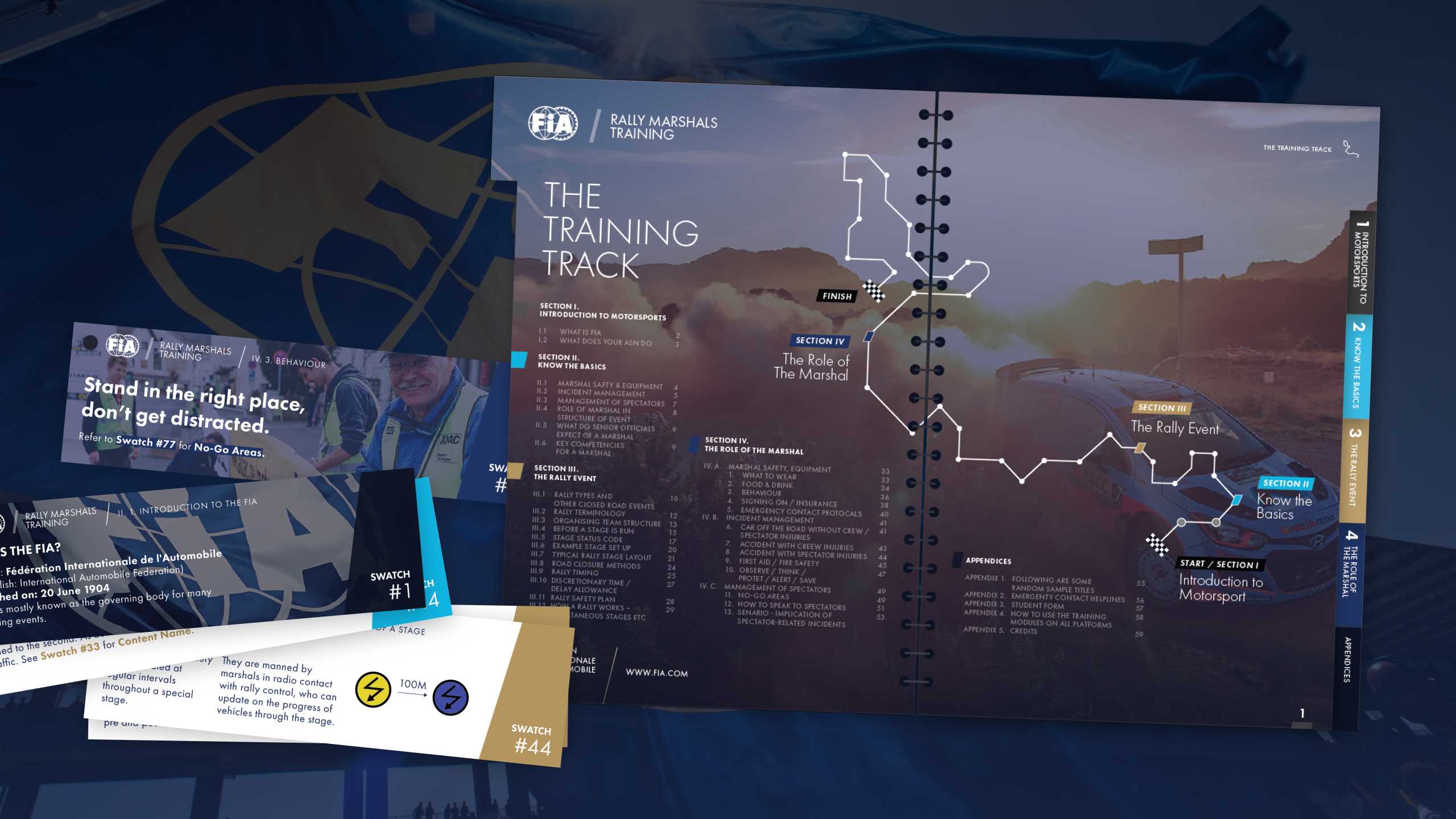 FIA Rally Marshals Training Booklet and Swatches design