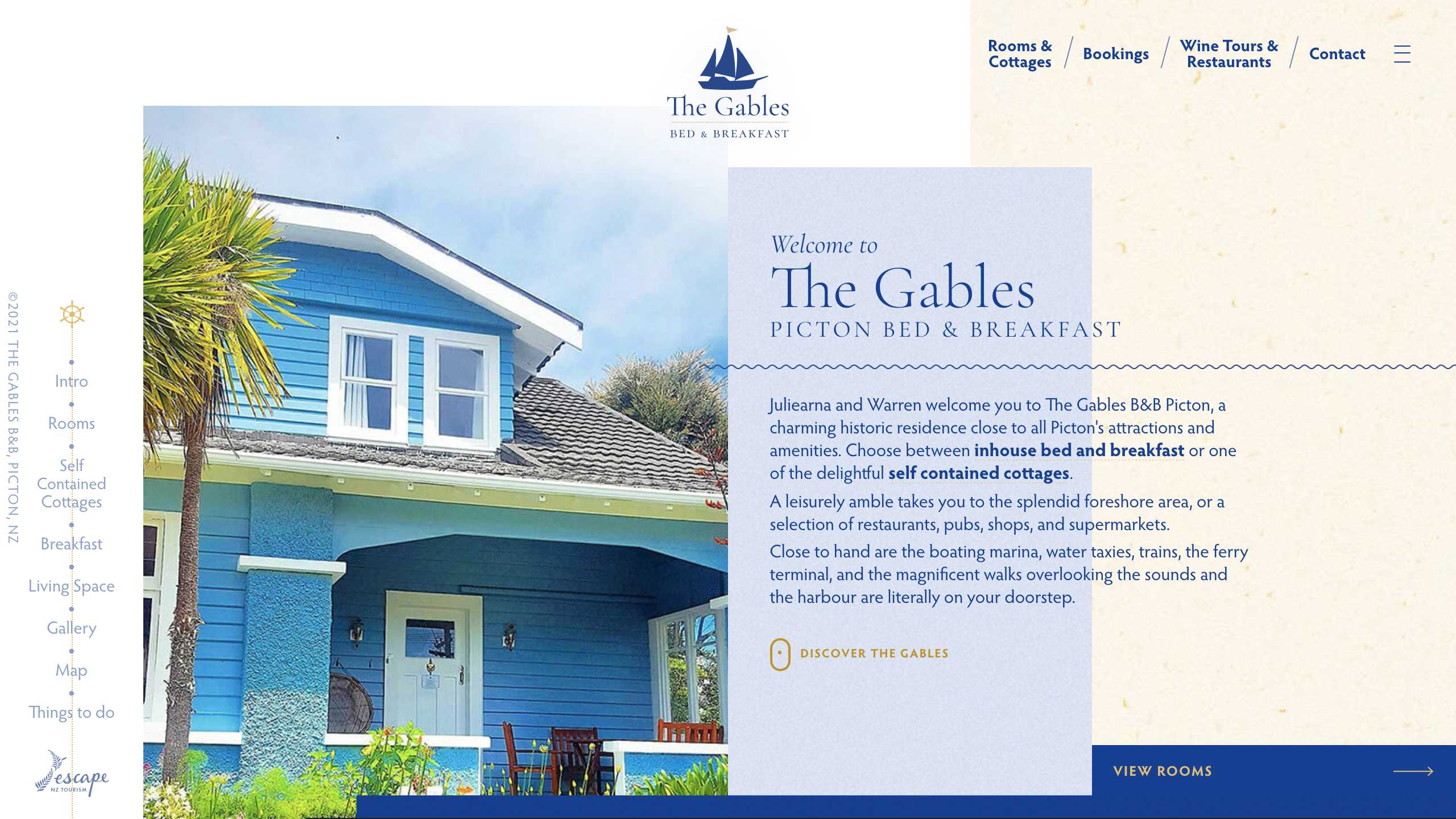 The Gables Homepage Screenshot, desktop version