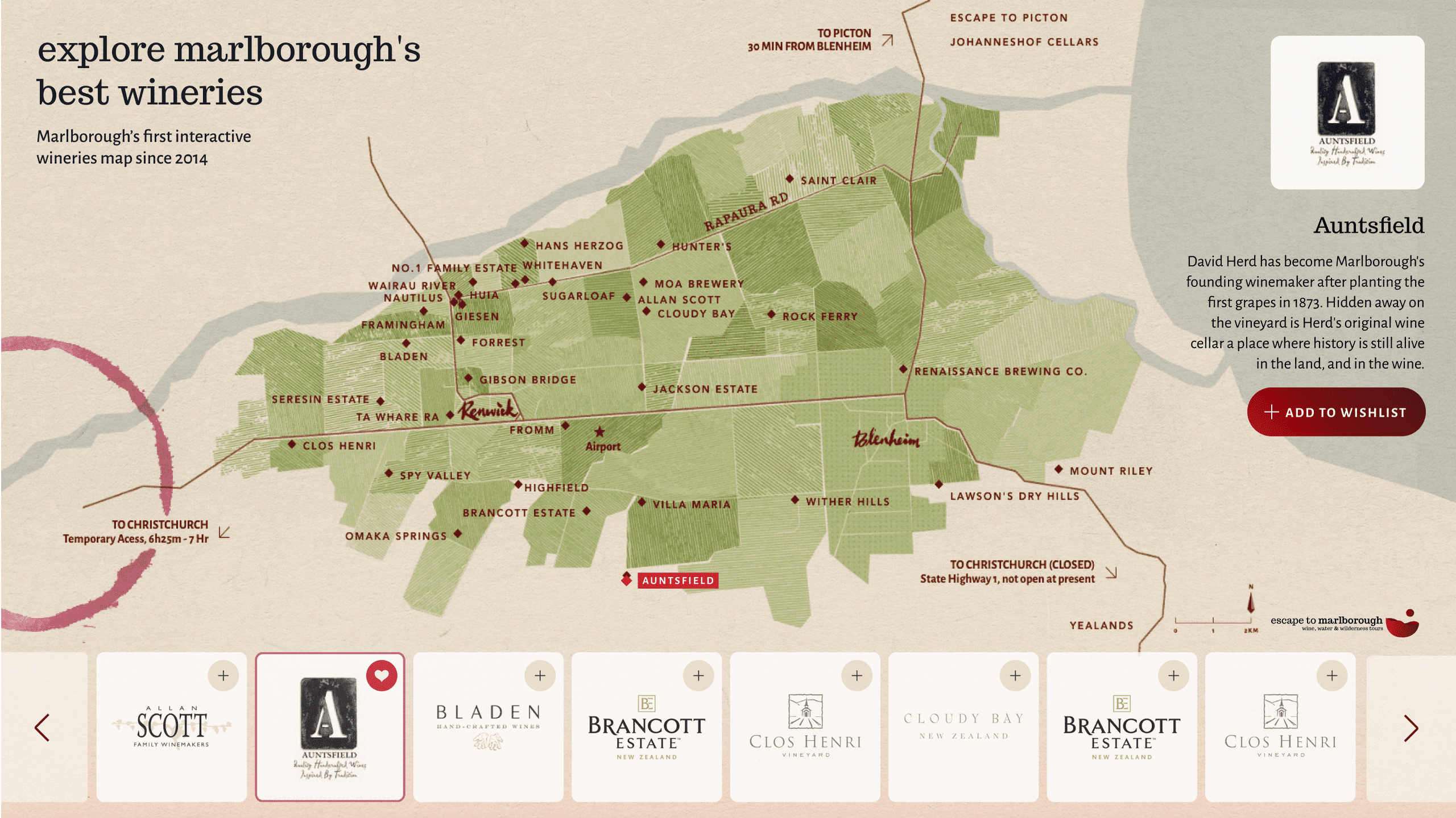 Escape to Marlborough: Interactive Maps Design